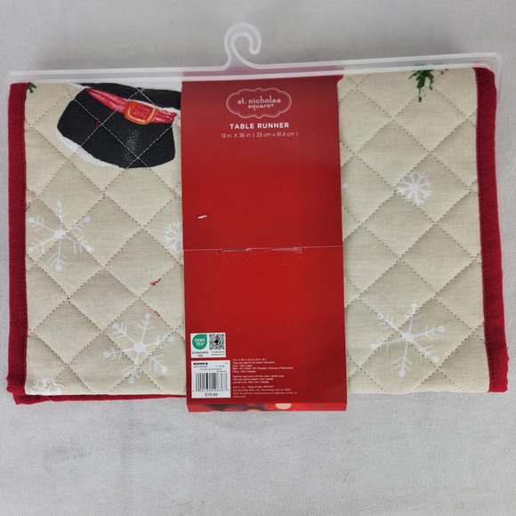 Yuletide Snowman Christmas Quilted Table Runner Reversible 13x36 Holiday Decor - Picture 3 of 4